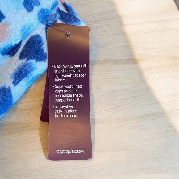 Cacique Leopard Print Blue, White & Pink Bra - Picture 6 of 9